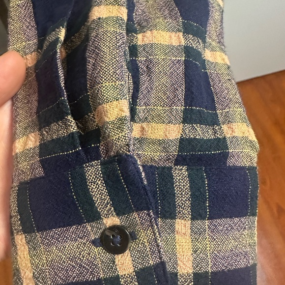 Scotch & Soda Navy and Mustard Plaid Button Down Shirt - Picture 7 of 8